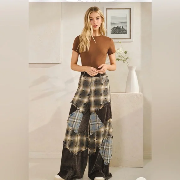 @-Oli & Hali Patchwork Wide-Leg Pants - Picture 2 of 6